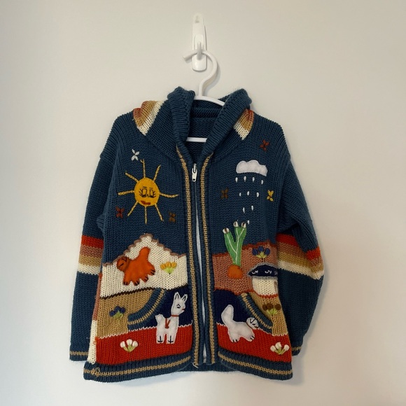 Handmade Peruvian alpaca style knit hoodie - Picture 6 of 6